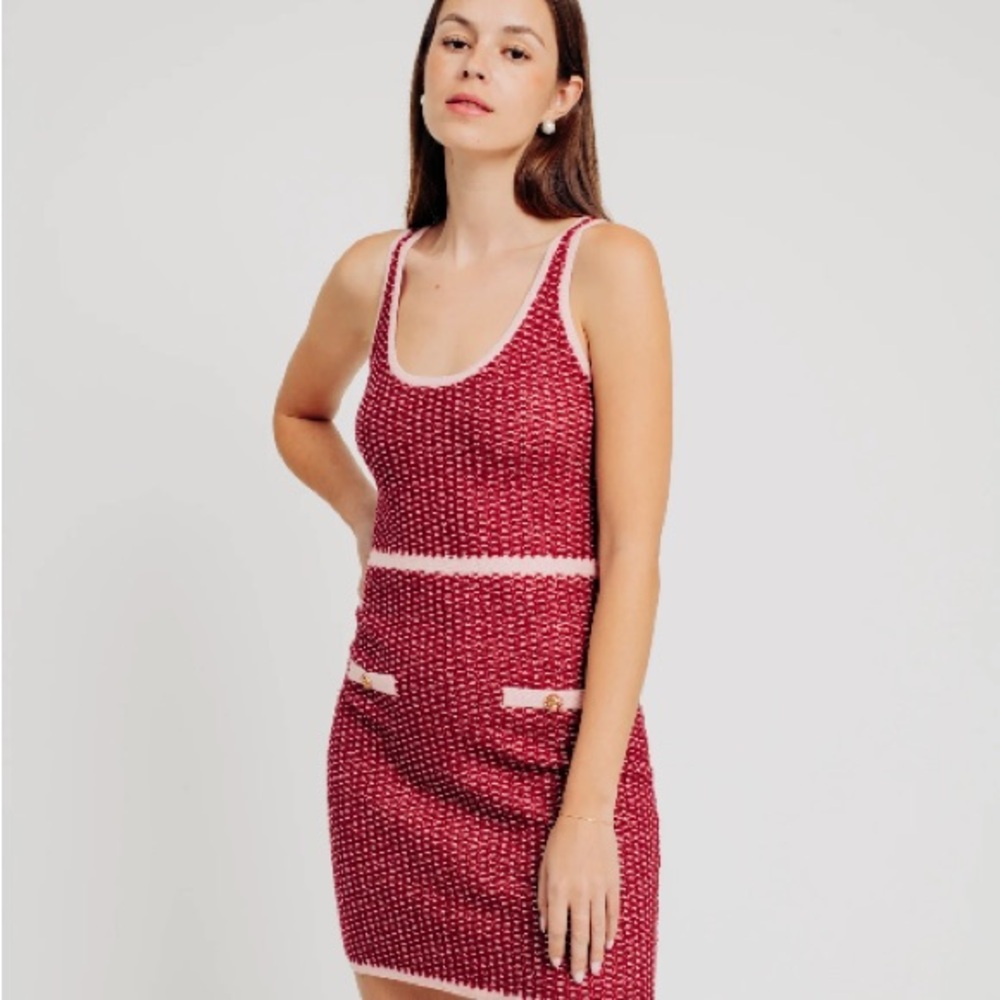 Red and White Knit Dress